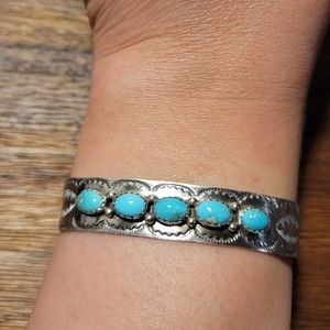 Vintage Sterling Silver Turquoise Cuff Bracelet